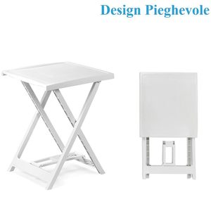 Mesa Plegable de Plástico para Exterior 50x47x65 cm Blanca Ahorra Espacio Fácil de Guardar - Product Image 4