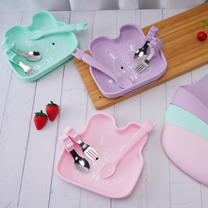 Plaques ODM et OEM Plaque d'aspiration <span class=keywords><strong>en</strong></span> silicone sans BPA Plaque divisée pour bébé avec bol d'aspiration fort antidérapant - Product Image 4
