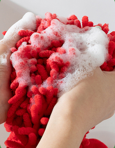 2025 Lễ hội năm mới hàng hóa-dễ thương Lớn mắt Chenille hình dạng khăn tay Sáng Tạo Treo khăn màu đỏ tươi san hô lông cừu cho trẻ em - Product Image 5