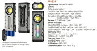 Lampe torche LED d'urgence extérieure 1500LM COB avec lumière latérale RGB et clip magnétique pour le camping, la réparation automobile et la course à pied