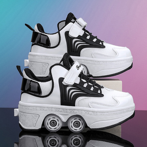 Patins à roulettes rétractables pour enfants, chaussures à roulettes réglables à 4 roues, patines à roulettes à 4 roues <span class=keywords><strong>avec</strong></span> lumières - Product Image 2