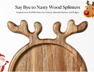 Bandeja de Navidad de madera Tablero de madera decorativo Forma de alce Plato de servicio <span class=keywords><strong>Vajilla</strong></span> de vacaciones Asta de Navidad Frutero Natural - Product Image 2