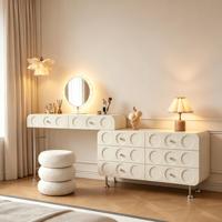 Ensemble de commodes modernes et durables de style crème, écologiques, avec miroir et éclairage LED, table de maquillage en bois pour chambre, appartement, salon
