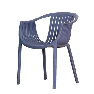 Cadeira de plástico com encosto para exterior, cadeira de lazer PP para sala de estar, cadeira europeia de braço preguiçoso, oferta imperdível
