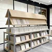 Présentoir de carreaux en profilé aluminium avec éclairage LED, écologique, étanche, robuste, personnalisable, étagères inclinées, fentes verticales