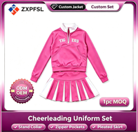 Ensemble d'uniformes de cheerleading personnalisés, haut à manches longues avec demi-zip, jupe plissée, tenue de cheerleader pour femme pour les performances d'équipe