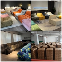 Canapé Lawrence de style italien moderne et minimaliste, modulaire, trois places, en tissu compressé recouvert de sherpa, pour appartement ou villa