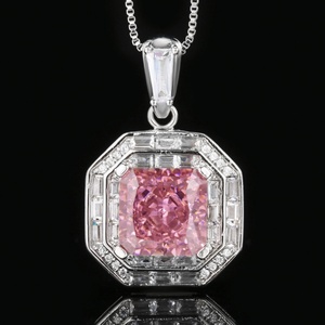 Premium Eco-friendly Copper High Quality Jewelry Set 10*10mm Square Cut <b>Red</b> Cubic Zirconia Iced Out Necklace Ring for Women <b>Gift</b> - Product Image 4