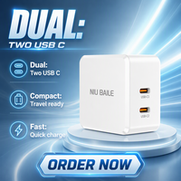 Chargeur de bureau rapide GaN 65W avec 2 ports Type-C (PD3.1/FCP), pliable, écologique, protection ignifuge pour montre connectée et écouteurs