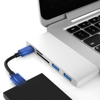Hub USB-C 5-en-1 à branchement direct, adaptateur multiport, 2xUSB3.0, lecteur de cartes TF/SD, extension en alliage d'aluminium, en stock