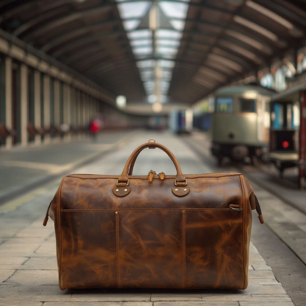 Custom Genuine Cowhide Leather Weekender Duffle Bag for Men Vintage Style Waterproof Overnight Luggage Zipper Closure Travel