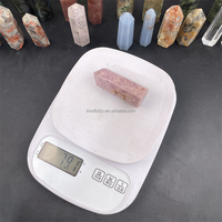 Mixed Crystal Point Natürlicher Reiki Stein Rosa Turmalin Klarer Quarz turm zur Heilung