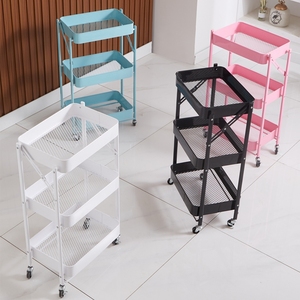Carrello Portaoggetti Pieghevole a 3 Ripiani <span class=keywords><strong>in</strong></span> <span class=keywords><strong>Metallo</strong></span> con Vassoi Rimovibili, Moderno Carrello Mobile per Cucina - Product Image 5