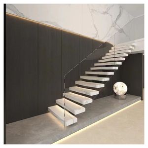 Escalera Prefabricada Prima con Estructura Metálica, Peldaños de Madera y Diseño Moderno con Barandilla de Vidrio - Product Image 2