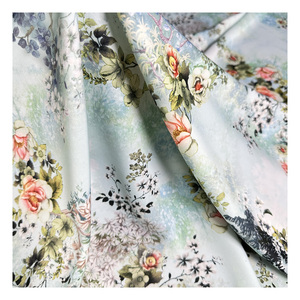 サテン生地美しい花デザイン女の子服ポリエステルシルク製 - Product Image 1