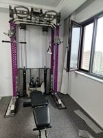 Cage à Squats avec Bras Mécanique Barre Smith Presse pour les Jambes et la Poitrine Équipement de Musculation Multifonctionnel Excellent pour la Maison
