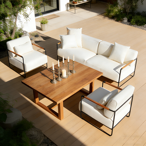 <span class=keywords><strong>Set</strong></span> Divano Moderno <span class=keywords><strong>da</strong></span> <span class=keywords><strong>Esterno</strong></span> in Alluminio Bianco con Cuscini Impermeabili per Giardino e Cortile - Product Image 5