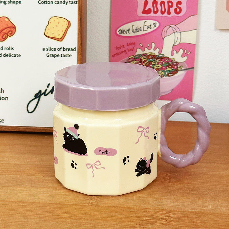 [Cup Lid] Purple Cat Cup