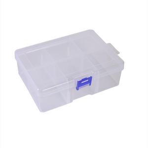 Caja de almacenamiento de plástico transparente con 6 compartimentos y tapa para joyería, herramientas, organización, diseño cubierto con forma rectangular - Product Image 5