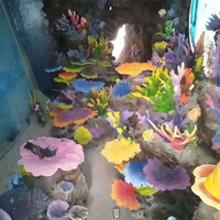 Tanque de Agua de Mar de Alta Calidad con Paisajismo de Coral Simulado, Escondite para Peces y Camarones, Escenario de Fondo Marino