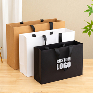 Sacs en papier <span class=keywords><strong>kraft</strong></span> de luxe recyclables pour l'emballage, avec logo personnalisé imprimé, pour vêtements, cadeaux, shopping, grand <span class=keywords><strong>sac</strong></span> en papier avec poignée et logo - Product Image 1