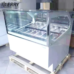 Tủ Trong Suốt Trưng Bày 12 Chảo Gelato Tủ Đông Kem Que Cửa Trượt Sau Phong Cách Ý Có CE/ETL