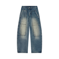 Jean Carpenter OEM pour Homme, Coupe Ample et Large, en Denim, avec Poches Plaquées, Style Workwear, Bleu et Noir, Fournisseur