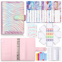 A6 PU cuir classeur clip journal budget classeur accessoires 6 anneaux dossier économie d'argent enveloppe budget classeur avec porte-poche