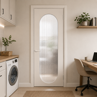 Set Pintu Interior Kaca Beralur Komposit Polimer Modern dengan Kaca Buram, Rangka, dan Perlengkapan Desain Privasi