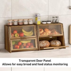 Nhà bếp truy cập hai lớp bánh mì lưu trữ thường xuyên bánh mì hộp tre bánh mì hộp - Product Image 3