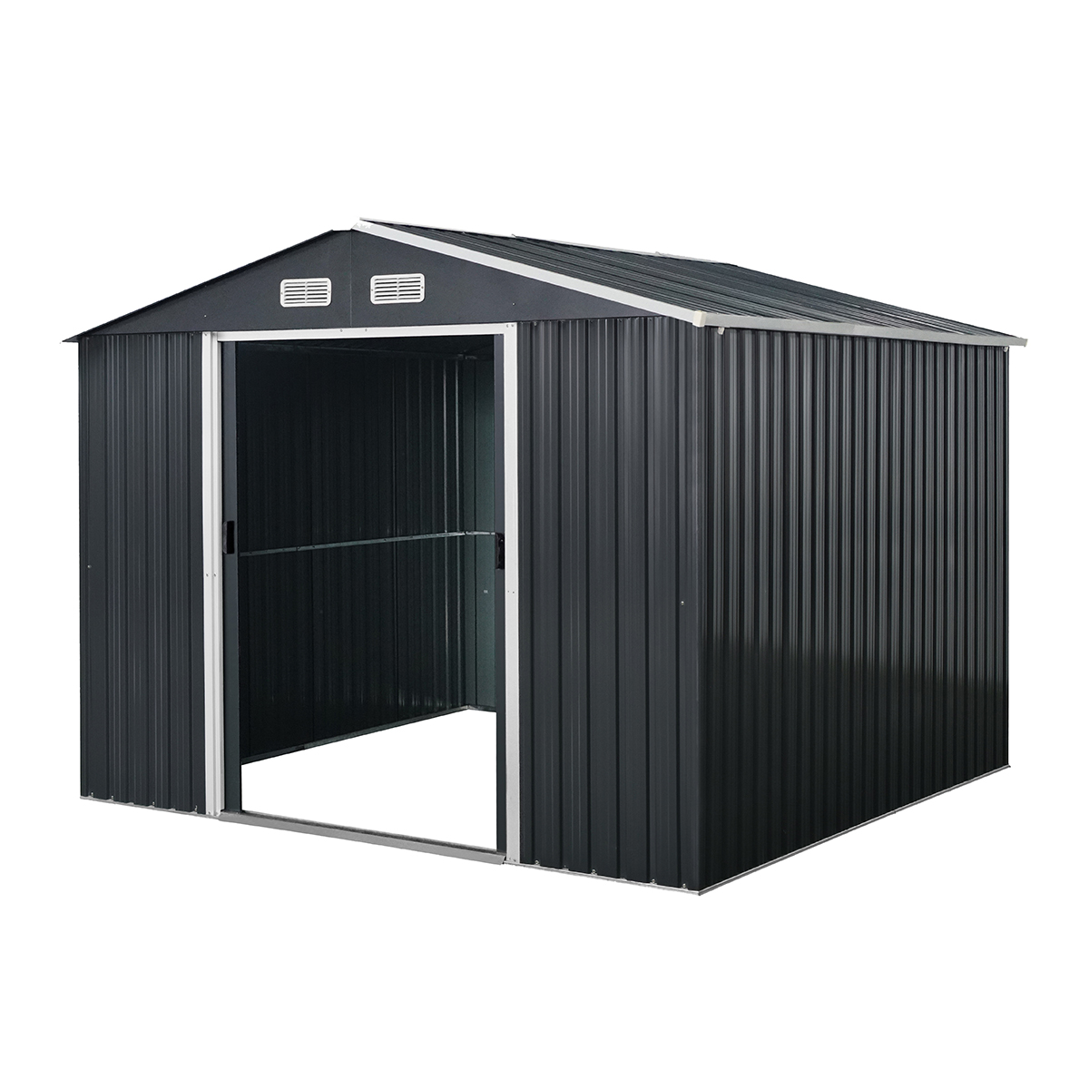 Hot Sale Powder Coated Apex Roof Outdoor Metal Tin Garden Storage Shed For Backyard