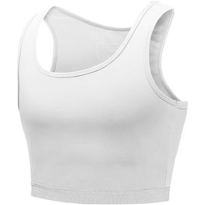Sujetador deportivo FOXA para mujer, top de entrenamiento con espalda cruzada y soporte, color blanco - Product Image 1