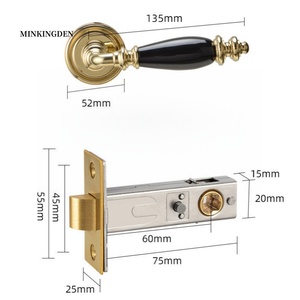 Poignée de <span class=keywords><strong>porte</strong></span> de maison en <span class=keywords><strong>porcelaine</strong></span> or PVD en <span class=keywords><strong>laiton</strong></span> massif avec serrure Style américain appartement intérieur chambre salle de bain poignée de <span class=keywords><strong>porte</strong></span> à levier - Product Image 6