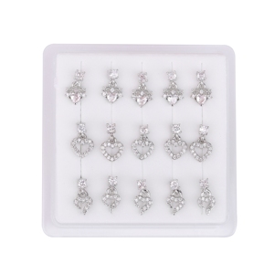 15pcs sáng bóng CZ dangle mũi Studs trái tim thiết kế mặt dây chuyền cho phụ nữ mũi xương Pin mềm uốn cong mũi piercings đóng hộp đồ trang sức 22g - Product Image 2