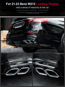 ส่วนปลายท่อไอเสียรถยนต์สำหรับรถ Mercedes Benz 2017-2023 E260 E200 E300L ไป E63S ด้านหลังตัวกระจายแสงสี่เหลี่ยม304สแตนเลส - Product Image 5
