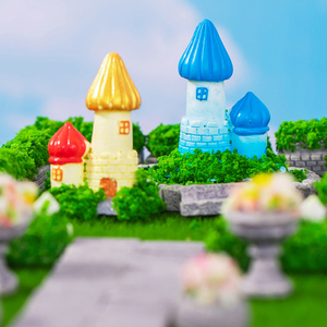 Figurines miniatures en résine de pierre mousseuse, mini-échelle en briques, ornements de maison en herbe pour décorations de paysage, accessoires de bricolage - Product Image 3