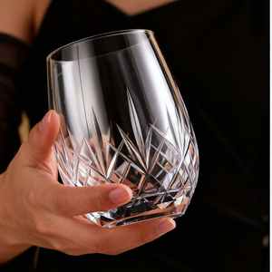 完全に透明なガラス彫刻装飾パネルスプレーカラー適切なカスタマイズされたワインゴブレットグラス毎日の家庭用 - Product Image 4