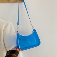 Sac à bandoulière hobo en PVC transparent coloré, sac à main d'été en gelée, sac à fermeture éclair néon laser transparent pour femme