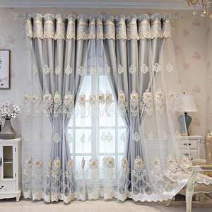 Summer Anne's Simple Style Européen <span class=keywords><strong>Double</strong></span> Couche <span class=keywords><strong>Epais</strong></span> Tissu Occultant Intégré Fini <span class=keywords><strong>Rideaux</strong></span> Brodés - Product Image 6