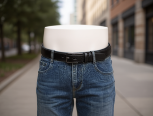 Cintura da Uomo in Vera Pelle con Fibbia Automatica 3,5cm 125cm Casual Resistente con Fibbia Rettangolare Solida - Product Image 2