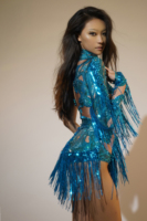 Combinaison sexy à franges pour femmes, pour scène, club, maison live, tenue de danse, combinaison une pièce en strass