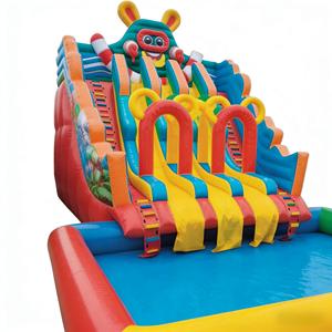 Toboggan aquatique gonflable commercial d'extérieur en PVC, thème monstre de dessin animé, 3 pistes, 12x5x6m, 500kg, pour usage résidentiel par les enfants, personnalisable - Product Image 2