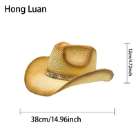 Chapeau de cowboy occidental de luxe en paille pour Burning Man, style bohème, avec plumes turquoise, personnalisable, pour femmes et hommes, vente en gros, MOQ 3