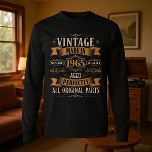 T-shirt vintage à manches longues pour homme, anniversaire 1965, cadeau pour le 60e anniversaire, parfaitement vieilli, toutes les pièces sont originales - Product Image 3
