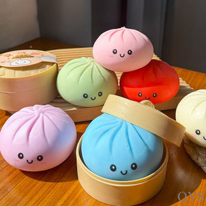 Jouet sensoriel souple QYS Kawaii Cartoon Bao Bun Squishy en forme de boulette, anti-stress, cadeau unisexe pour les enfants de 5 à 7 ans - Product Image 1