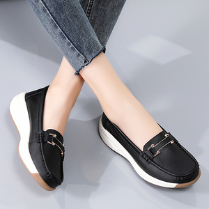 Mocassins Oxford beiges pour femmes, grandes tailles, chaussures habillées à enfiler, antidérapantes, légères, pour l'été, emballage en boîte disponible - Product Image 5