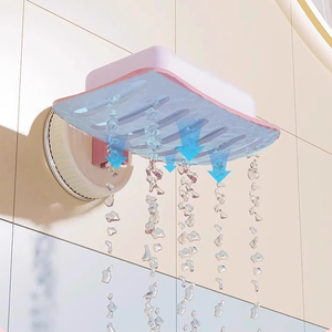 Jabonera de drenaje sin perforaciones, portátil, para dormitorio de estudiantes, jabonera de baño con ventosa desmontable - Product Image 2