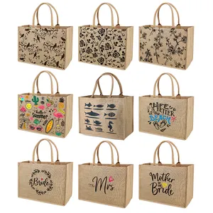 Reusable Printing Mall Grocery High-capacity <strong>Jute</strong> <strong>Bags</strong> With logo Foldable Large Burlap <strong>Tote</strong> <strong>Bags</strong> <strong>Jute</strong> - Product Image 3