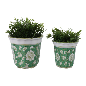 Pots de fleurs décoratifs à motif floral vert pour une utilisation à la maison et en extérieur - Product Image 2