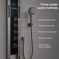 Panneau de douche mural thermostatique intelligent de luxe avec écran LED et 5 boutons de commande indépendants pour hôtel et villa modernes